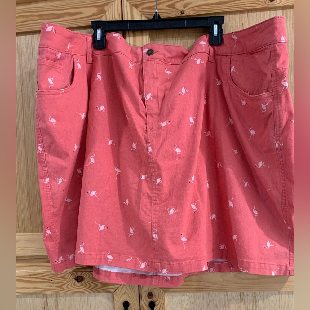 Woman Within Coral Flamingo Print Skort Sz 32W